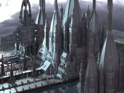 Sci-Fi City Mansion Complex kit bash  3D model