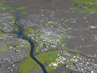 Columbia South Carolina USA 50x50km 3D model