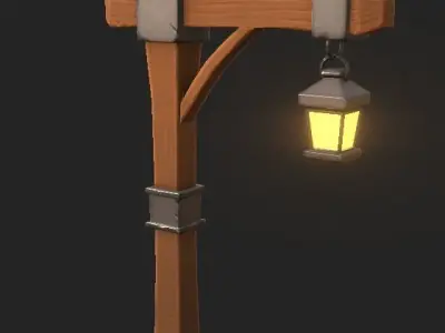 Lamppost Stylized 3D Model Low-poly 3D model