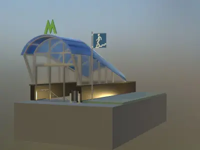 Entrance to Subway  Low-poly 3D model
