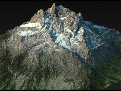 Alpine mountains Pack - 8 Gameready Meshes 3D model