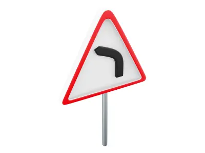 3D cartoon Left turn road sign icon 3D model