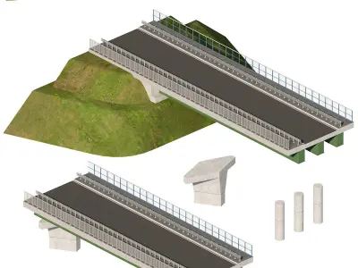 Road bridge one lane 02 3D model