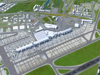 Warsaw Chopin Airport 10km Low-poly 3D model