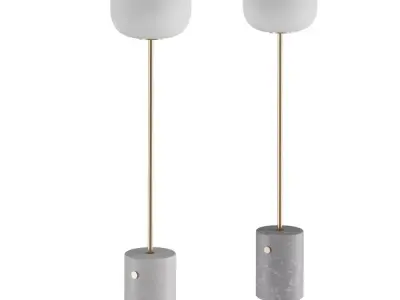 Scandinavian style floor lamp on marble base 3D model