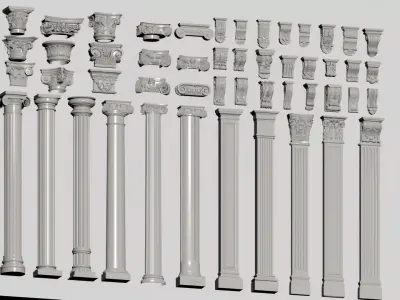 European-style column ornamentation 3D model