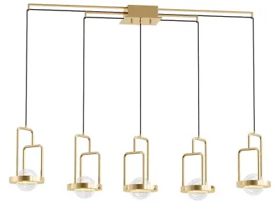 dighton-ch five light chandelier in brass and glass 3D model