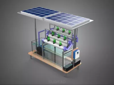 HYDROPONIC PANEL SOLAR CELL POWERED FARM PLANT WATER PUMP SPRAY 3D model
