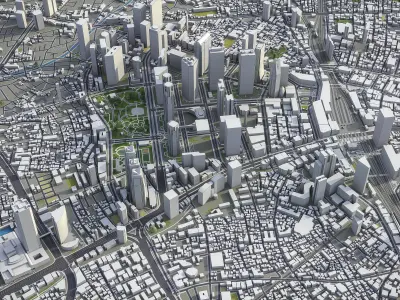 Shinjuku - Tokyo special ward Low-poly 3D model