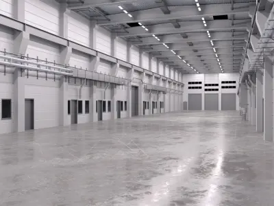 Industrial Hall Interior 2 Low-poly 3D model