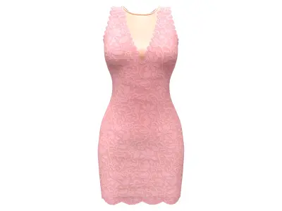 Lacy Pink Dress Low-poly 3D model