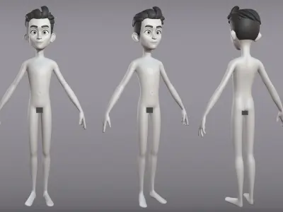  Male and female cartoon characters base mesh 