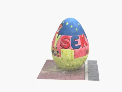 Easter Egg on the street Kindy Little tiger Low-poly 3D model