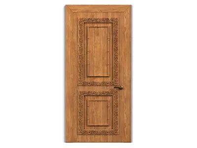 Door0008 wooden door with ornate carvings 3D model