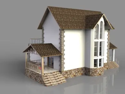 Modern house with interior 3D model
