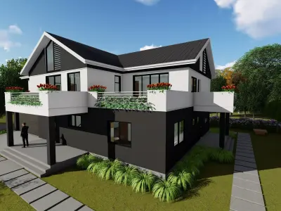 Classic House 3D model 7