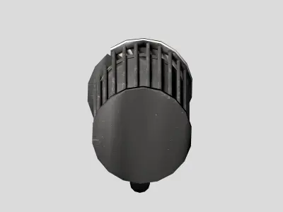 Grey circular cage trash with carrier bag and cigarette Low-poly 3D model