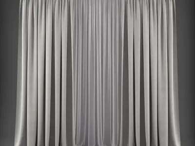 Curtains Low-poly 3D model 5