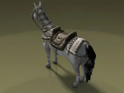 White horse with armor Low-poly 3D model