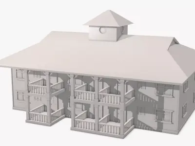 Big House with Balcony 3D model
