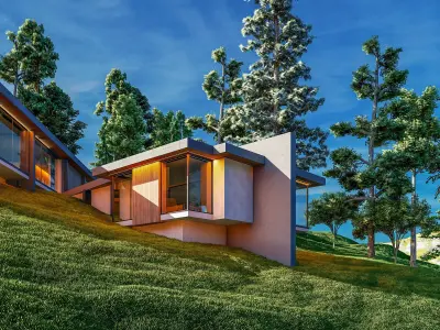 Modern House On The Hill 3D model