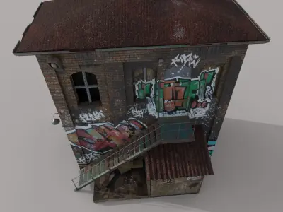 Abandoned House With Graffiti 3D model
