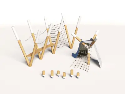 Playground set with bench and lantern 3D model