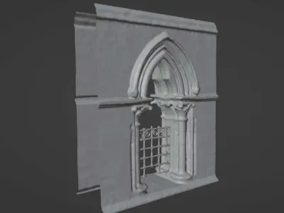 Stone Gothic Arch - Ornate Photo-Scan Archway Low-poly 3D model