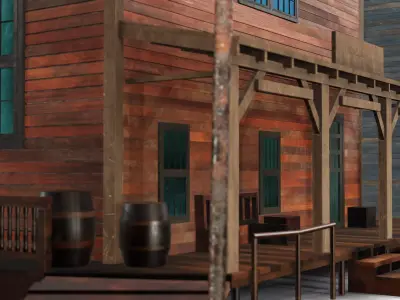 3D Western Houses model Low-poly 3D model