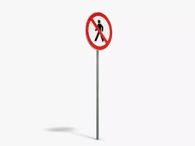 No Walking Sign Low-poly 3D model