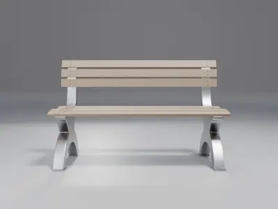 outdoor bench - beige wood - modern rough Low-poly 3D model