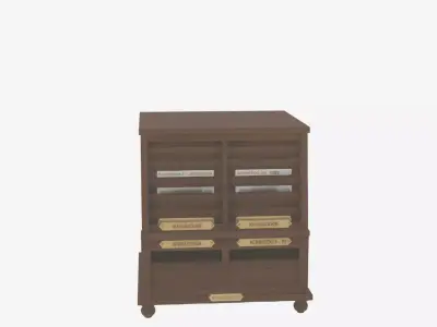 Wooden floor-standing newspaper holder brass 3D model