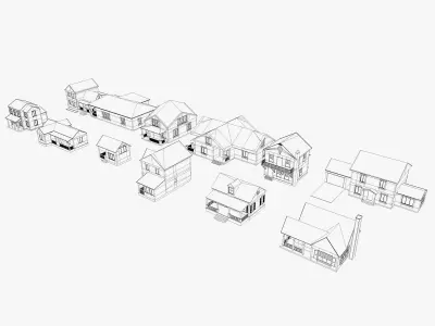 House Collection 12 House Low poly 3D model