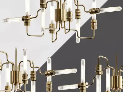 Transit 8 Light Matte Gold Chandelier 3D model