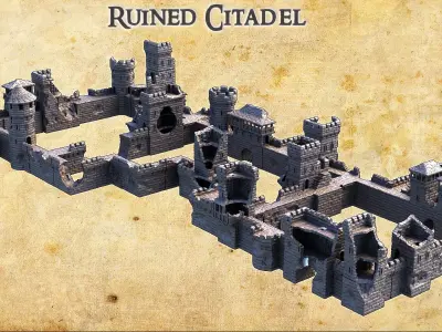 Modular Ruined Citadel Tabletop Terrain 28 MM 3D print model