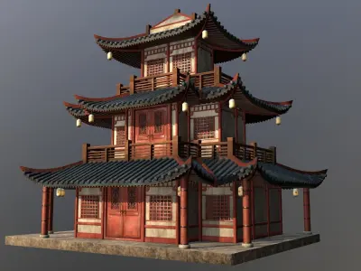  Asian Japanese and Chinese Realistic Building 3D model