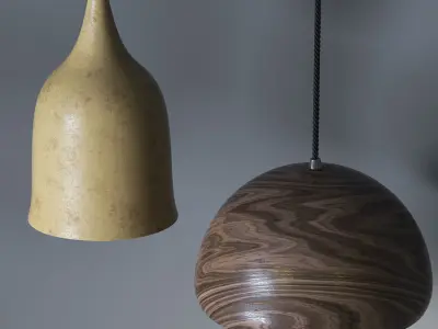 Wooden Pendant Light Pack Free 3D model
