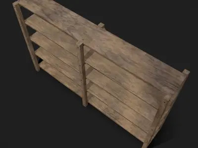 Pottery Shelf Long Low-poly 3D model