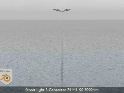 Street Light 3 Galvanized F4 M1 K0 7000mm Low-poly 3D model
