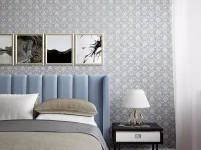 Classic Blue Damask Wallpaper  Texture
