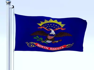 Animated North Dakota Flag Low-poly 3D model