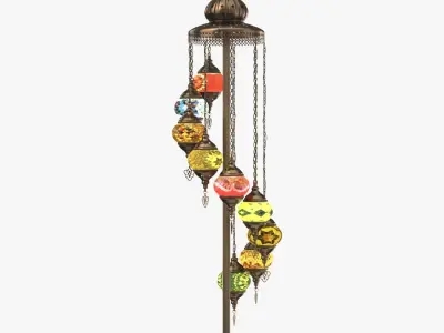 Handmade 9 Head Glass Floor Lamp 3D model