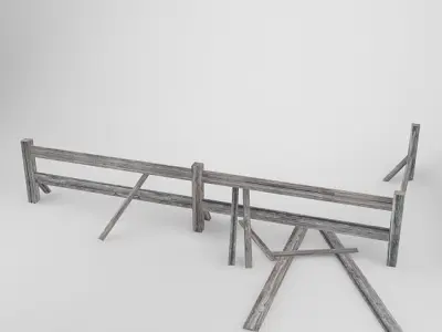 Fence wooden Low-poly 3D model