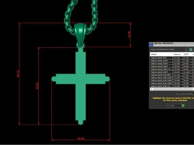 High Cross Pendant Light Gold 18K 3CP065 3D model