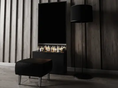 Mirror and Ottoman - Home Furniture 03 3D model