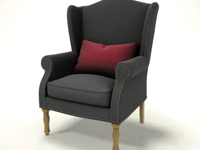 wingback chair fhouse 011 Low-poly 3D model