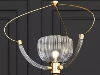 Italian Chandelier In Glass and Brass By Barovier  3D model