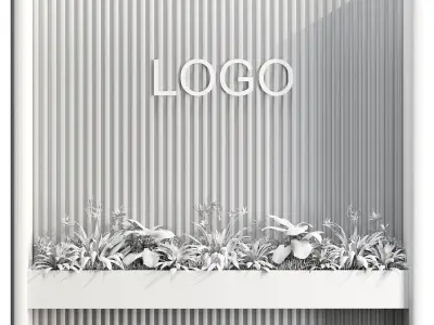 Wall with plant 06 3D model