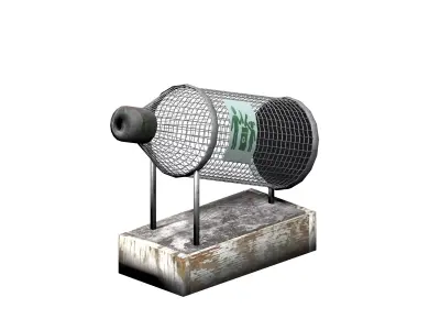 Bottle-shaped metal recycling dust bin Low-poly 3D model