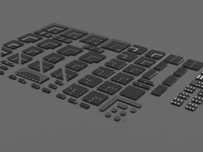 Set of roads Low-poly 3D model